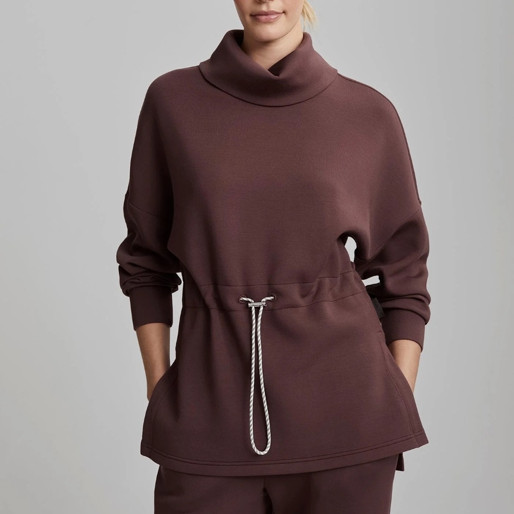 Varley Freya Funnel Neck Sweatshirt | Size XS | Deep Mahogany